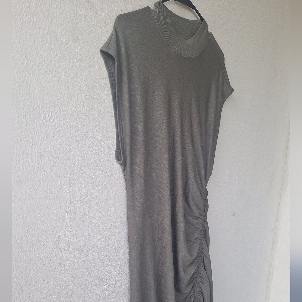 Daily Practice By Anthropologie Mock Neck Olive Women's Dress Size L - Picture 5 of 12